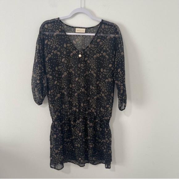 JODI B WISE Black 100% Silk Beach Cover Up Dress Size Medium EUC - Picture 1 of 6